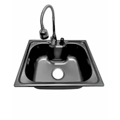 MODERN SPACE - Lavaplatos 50x40 Cm Negro Sobre Cubierta Llave + Dispensador