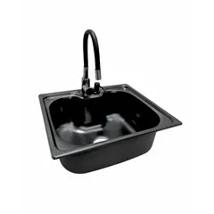 MODERN SPACE - Lavaplatos 50x40 Cm Negro Con Dispensador + Llave Flexible