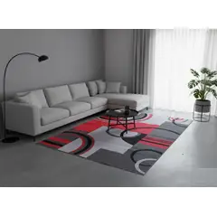 GENERICO - ALFOMBRA 180X200 CM ROJA DISEÑO GEOMETRICO ELEGANTE MODERNA DECORATIVA DCOIDEA