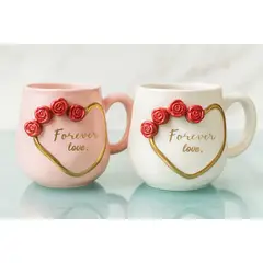GENERICO - Taza Forever Love con Rosas en 3D