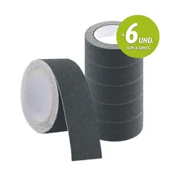 DALI - Cinta Antideslizante Gris 5 cm x 10 m (Pack 6 Unidades) - Alta Adherencia para Pisos, Escaleras y Rampas