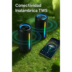 GENERICO - Parlante Bluetooth Portátil TWS con Luces LED RGB Sonido Envolvente 360°