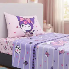 MASHINI - Juego Sábanas Kuromi Niña 1,5 Plazas