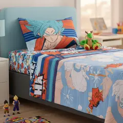 MASHINI - Juego de Sábana Dragon Ball Z 1.5 Plazas Microfibra