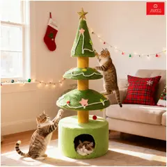 KOBA - Rascador Para Gatos Casa Michis Tipo Árbol Navidad 105cm Verde