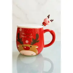 GENERICO - Taza con Diseño de Reno y Tapa