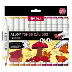 FILGO - 12 Marcadores Alloy Doble Punta Colores Cálidos Vibrante