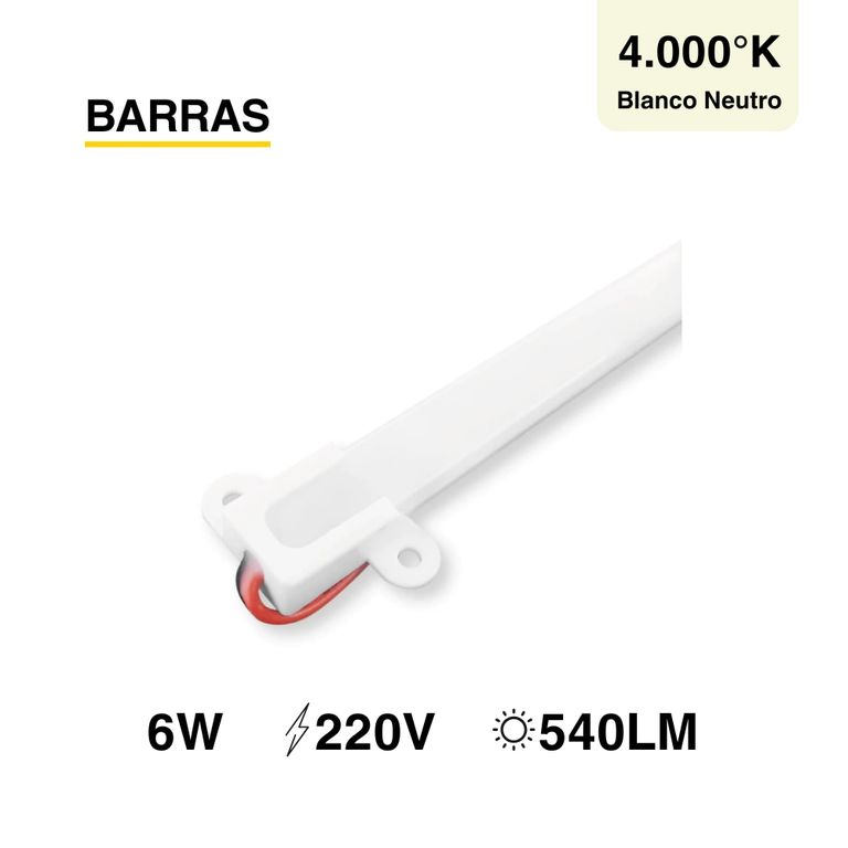 Barra Rígida LED SMD2835 220V 6W Blanco Neutro 540lm 72 LEDs 40cm