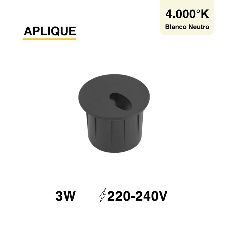 Aplique de muro exterior LED 3W Blanco Neutro 4000K Negro
