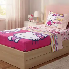 MASHINI - Juego Sábanas Hello Kitty 1.5 Plazas Microfibra
