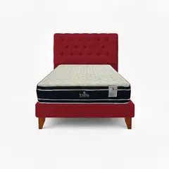 VITELIO - Cama Plaza y Media ROJO + Colchon 28 cm
