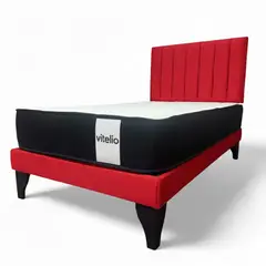 GENERICO - Cama 1 PLAZA ROJO+ Colchon 22 Grosor cm