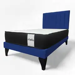 GENERICO - Cama 1 PLAZA AZUL + Colchon 22 Grosor cm