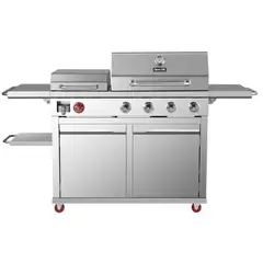 DYNAGLO - Parrilla a Gas 4 Quemadores + Plancha Acero Inoxidable