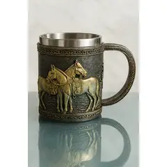 GENERICO - Tazon - Taza Termica De Acero con Diseño de Caballos
