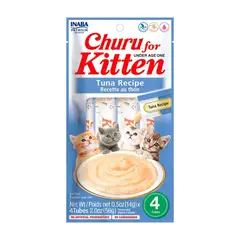 INABA - Snack Churu Kitten Para Gatitos Premios 14g X 4 Tubos (56g) - Azul