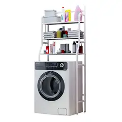 GENERICO - Organizador Estante De Lavadora Baño Metalico Rack 3 Niveles Color Blanco