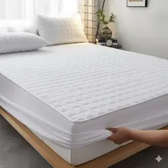 GENERICO - Cubre colchón BLANCO 1.5 PLAZA protector impermeable 1 funda de almohada