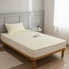 GENERICO - Cubre colchón BLANCO CRUDO 1.5 PLAZA protector impermeable 1 funda de almohada