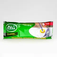 ALL CLEAN - PACK X 4 PAÑO HÚMEDO PARA PISO 10 UND LAVANDA