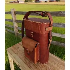 GENERICO - BOLSO MATERO CON BOLSILLO 100% CUERO CAFE