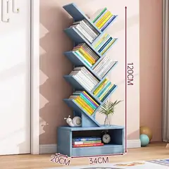 YOMYM - Estantería de Madera Maciza Con Forma de Arbol Estilo Moderno Azul