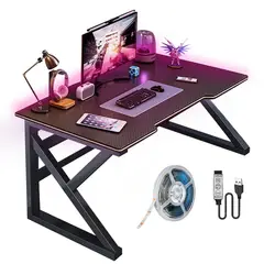 WUWAWDOGA - Escritorio Gamer Profesional K Mesa Negro 120x74x60 Cm Rgb