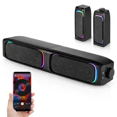 BLUEDREAMER - Parlante Gamer Pc Tv RGB Inalámbricos Con Subwoofer Soundbar