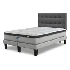 SIMMONS - Cama Europea Dreamer Plus 2 Plazas respaldo Urban Gris