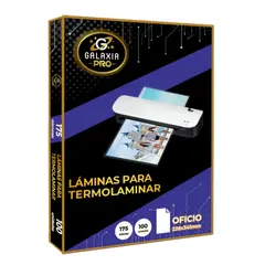 GENERICO - 100 Laminas Para Plastificar Termolaminar 175 Micrones Oficio Galaxia Pro