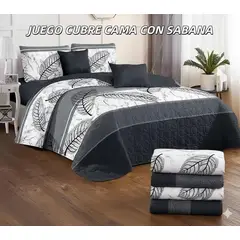 GENERICO - Cobertor tipo Quilts de Verano + Juego de Sabanas 2 plazas
