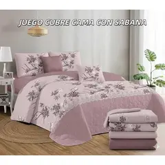 GENERICO - Cobertor tipo Quilts de Verano + Juego de sabanas 2 plazas