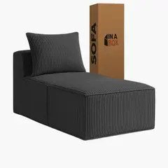 SOFA IN A BOX - Sillon Loop 1 cuerpo + Pouf - Espuma comprimida - 76X57X164 Azul grafito A24