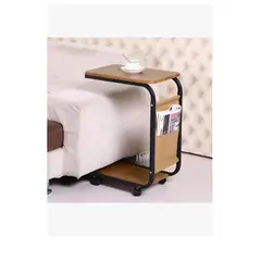 GENERICO - Mesa Auxiliar De Sofá Con Bolsillo Y Ruedas Mesita De Noche