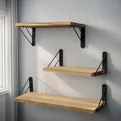 GENERICO - Repisas Flotantes De Madera Multipropósito Kit X3 Colores Color Marrón Claro
