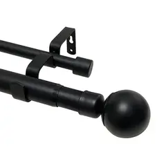 YOMYM - Barra de cortina doble telescópica negra 32-120”80-300cm
