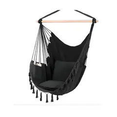 GENERICO - Silla Hamaca Colgante Boho de Interior o Exterior Negro
