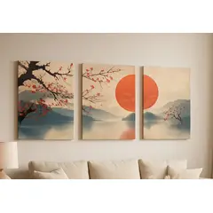 LOS REGALONES - Cuadros Canvas Imagen Arte Mural Japones Lienzo Pack X3 Uds 60x120 Metros