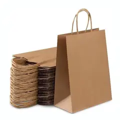 GENERICO - Bolsas De Papel Kraft 22x25 Con Manillas 50 Unidades