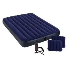 INTEX - Colchón Inflable 2 Plazas Classic Downy con Inflador y 2 Almohadas 152x203x25 cm