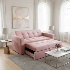 MUEBLES NEW - SOFA CAMA NOVUS TRES POSICIONES PALO ROSA FELPA