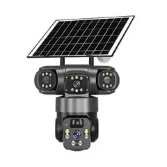 DOPA - Camara Triple Exterior Wifi Solar Con Sensor De Movimiento Negro