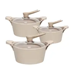 BOHLIER - Batería Cocina 6 Piezas Aluminio Fundido Beige 20