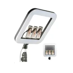 GENERICO - Aro De Luz Rectangular Para 3 Celulares Y Control R Blanco Led