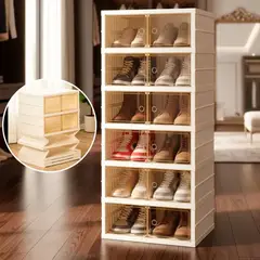 HOMEBRANDT - Mueble Zapatero Plegable Organizador 6 Niveles 12 Zapatos