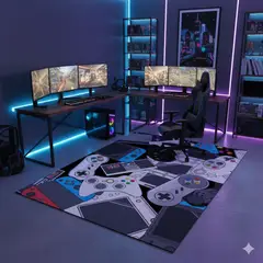 GENERICO - ALFOMBRA INFANTIL DISEÑO GAMER 120CM X 170CM ANTIDESLIZANTE MC