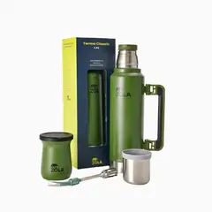 ZOLA OUTDOORS - Set de Mate Vaso + Bombilla + Termo 1400Ml VERDE