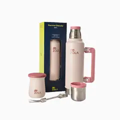 ZOLA OUTDOORS - Set de Mate Vaso + Bombilla + Termo 1400Ml ROSA
