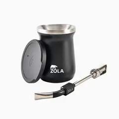 ZOLA OUTDOORS - Set de Mate Vaso + Bombilla Negro