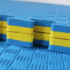 PWRFITNESS - Tatami EVA Reversible 1×1 m (40 mm) – Ultra Impacto Amarillo/Azul